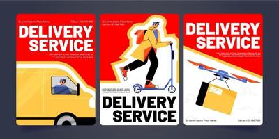 banners de dibujos animados de servicio de entrega, envío de paquetes vector