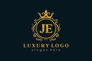 Initial JE Letter Royal Luxury Logo template in vector art for Restaurant, Royalty, Boutique, Cafe, Hotel, Heraldic, Jewelry, Fashion and other vector illustration.