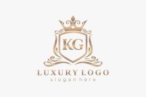 Initial KG Letter Royal Luxury Logo template in vector art for Restaurant, Royalty, Boutique, Cafe, Hotel, Heraldic, Jewelry, Fashion and other vector illustration.