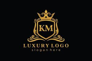 Initial KM Letter Royal Luxury Logo template in vector art for Restaurant, Royalty, Boutique, Cafe, Hotel, Heraldic, Jewelry, Fashion and other vector illustration.