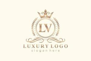 Initial LV Letter Royal Luxury Logo template in vector art for Restaurant, Royalty, Boutique, Cafe, Hotel, Heraldic, Jewelry, Fashion and other vector illustration.