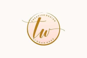 Initial TW handwriting logo with circle template vector signature, wedding, fashion, floral and botanical with creative template.