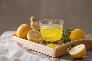 slimming tea with ginger, lemon and vitamins photo