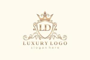 Initial LD Letter Royal Luxury Logo template in vector art for Restaurant, Royalty, Boutique, Cafe, Hotel, Heraldic, Jewelry, Fashion and other vector illustration.