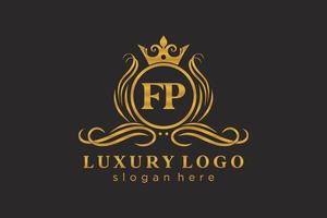 plantilla de logotipo de lujo real de letra fp inicial en arte vectorial para restaurante, realeza, boutique, cafetería, hotel, heráldica, joyería, moda y otras ilustraciones vectoriales. vector