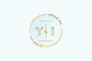 monograma de belleza yi inicial y diseño de logotipo elegante logotipo de escritura a mano de firma inicial, boda, moda, floral y botánica con plantilla creativa. vector