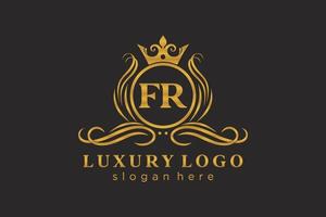 Initial FR Letter Royal Luxury Logo template in vector art for Restaurant, Royalty, Boutique, Cafe, Hotel, Heraldic, Jewelry, Fashion and other vector illustration.