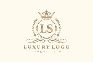 Initial LS Letter Royal Luxury Logo template in vector art for Restaurant, Royalty, Boutique, Cafe, Hotel, Heraldic, Jewelry, Fashion and other vector illustration.