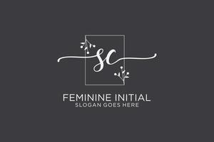 Initial SC beauty monogram and elegant logo design handwriting logo of initial signature, wedding, fashion, floral and botanical with creative template. vector