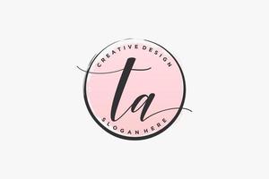 Initial TA handwriting logo with circle template vector signature, wedding, fashion, floral and botanical with creative template.