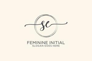 Initial SE beauty monogram and elegant logo design handwriting logo of initial signature, wedding, fashion, floral and botanical with creative template. vector