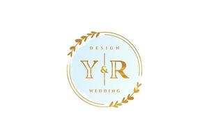 Initial YR beauty monogram and elegant logo design handwriting logo of initial signature, wedding, fashion, floral and botanical with creative template. vector