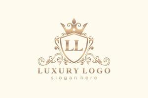 Initial LL Letter Royal Luxury Logo template in vector art for Restaurant, Royalty, Boutique, Cafe, Hotel, Heraldic, Jewelry, Fashion and other vector illustration.