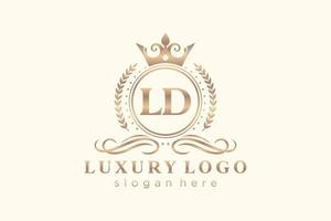 Initial LD Letter Royal Luxury Logo template in vector art for Restaurant, Royalty, Boutique, Cafe, Hotel, Heraldic, Jewelry, Fashion and other vector illustration.