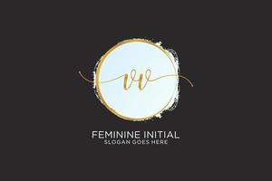 Initial VV handwriting logo with circle template vector signature, wedding, fashion, floral and botanical with creative template.
