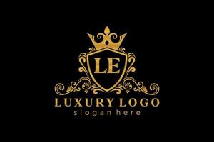 Initial LE Letter Royal Luxury Logo template in vector art for Restaurant, Royalty, Boutique, Cafe, Hotel, Heraldic, Jewelry, Fashion and other vector illustration.