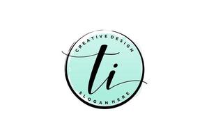 Initial TI handwriting logo with circle template vector signature, wedding, fashion, floral and botanical with creative template.