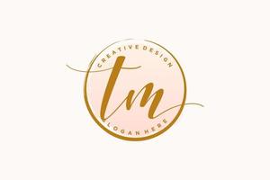 Initial TM handwriting logo with circle template vector signature, wedding, fashion, floral and botanical with creative template.