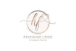 Initial HF handwriting logo with circle template vector logo of initial wedding, fashion, floral and botanical with creative template.