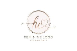Initial HC handwriting logo with circle template vector logo of initial wedding, fashion, floral and botanical with creative template.