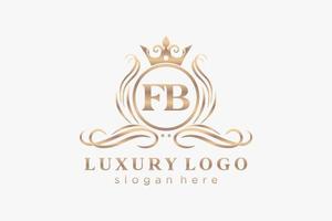 Initial FB Letter Royal Luxury Logo template in vector art for Restaurant, Royalty, Boutique, Cafe, Hotel, Heraldic, Jewelry, Fashion and other vector illustration.