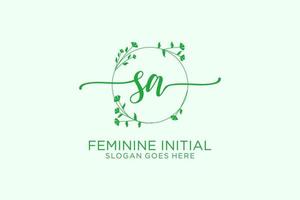 Initial SA beauty monogram and elegant logo design handwriting logo of initial signature, wedding, fashion, floral and botanical with creative template. vector