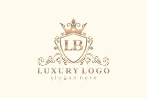 Initial LB Letter Royal Luxury Logo template in vector art for Restaurant, Royalty, Boutique, Cafe, Hotel, Heraldic, Jewelry, Fashion and other vector illustration.