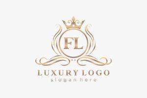 plantilla de logotipo de lujo real con letra fl inicial en arte vectorial para restaurante, realeza, boutique, cafetería, hotel, heráldica, joyería, moda y otras ilustraciones vectoriales. vector