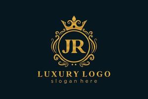 Initial JR Letter Royal Luxury Logo template in vector art for Restaurant, Royalty, Boutique, Cafe, Hotel, Heraldic, Jewelry, Fashion and other vector illustration.