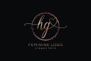 Initial HG handwriting logo with circle template vector logo of initial wedding, fashion, floral and botanical with creative template.