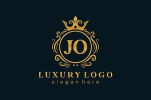 Initial JO Letter Royal Luxury Logo template in vector art for Restaurant, Royalty, Boutique, Cafe, Hotel, Heraldic, Jewelry, Fashion and other vector illustration.