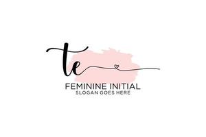 Initial TE beauty monogram and elegant logo design handwriting logo of initial signature, wedding, fashion, floral and botanical with creative template. vector