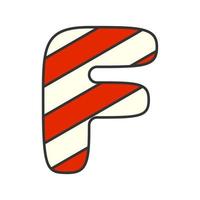 Letter F Candy Cane, vector illustration