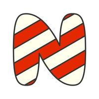 Letter N Candy Cane, vector illustration