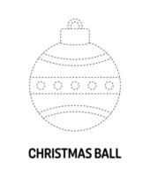 Christmas Ball tracing worksheet for kids vector