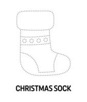 Christmas Sock tracing worksheet for kids vector