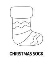 Coloring page with Christmas Sock for kids vector