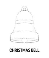 Christmas Bell tracing worksheet for kids vector