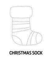 Christmas Sock tracing worksheet for kids vector