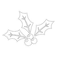 Holly Berry tracing worksheet for kids vector