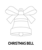 Christmas Bell tracing worksheet for kids vector