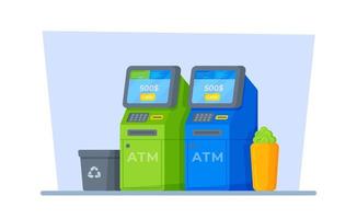 Vector illustration of stationary terminal. Vector ATM in flat style.