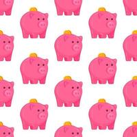Flat style piggy bank pattern, isolated on white background. vector