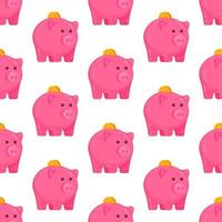 Flat style piggy bank pattern, isolated on white background. vector