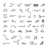 Vector set of hand drawn arrows, elements for presentation