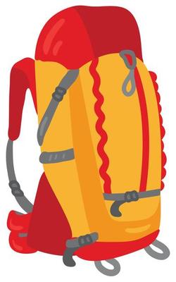Tourist backpack. Hiking equipment. Hand drawn vector illustration.