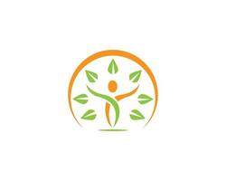 Health Life Logo Design With Green Leaf Creative Vector Template.