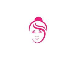 Ilustración de vector de símbolo de logotipo de cara de mujer de belleza creativa.