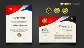 Modern certificate template with beautiful combination color on waving shape background vector