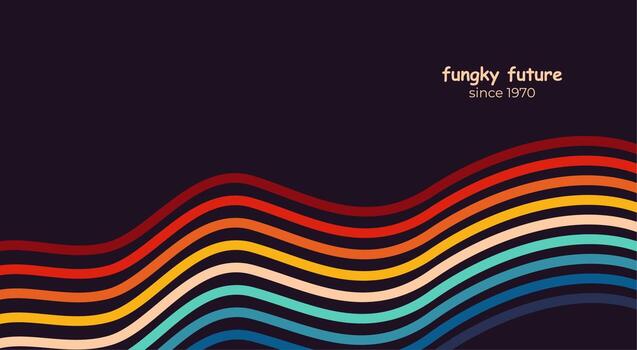 Abstract 1970's background design in futuristic retro style with colorful lines. Vector illustration.